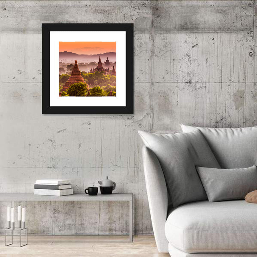 Bagan Ancient Temples at Golden Hour Wall Art