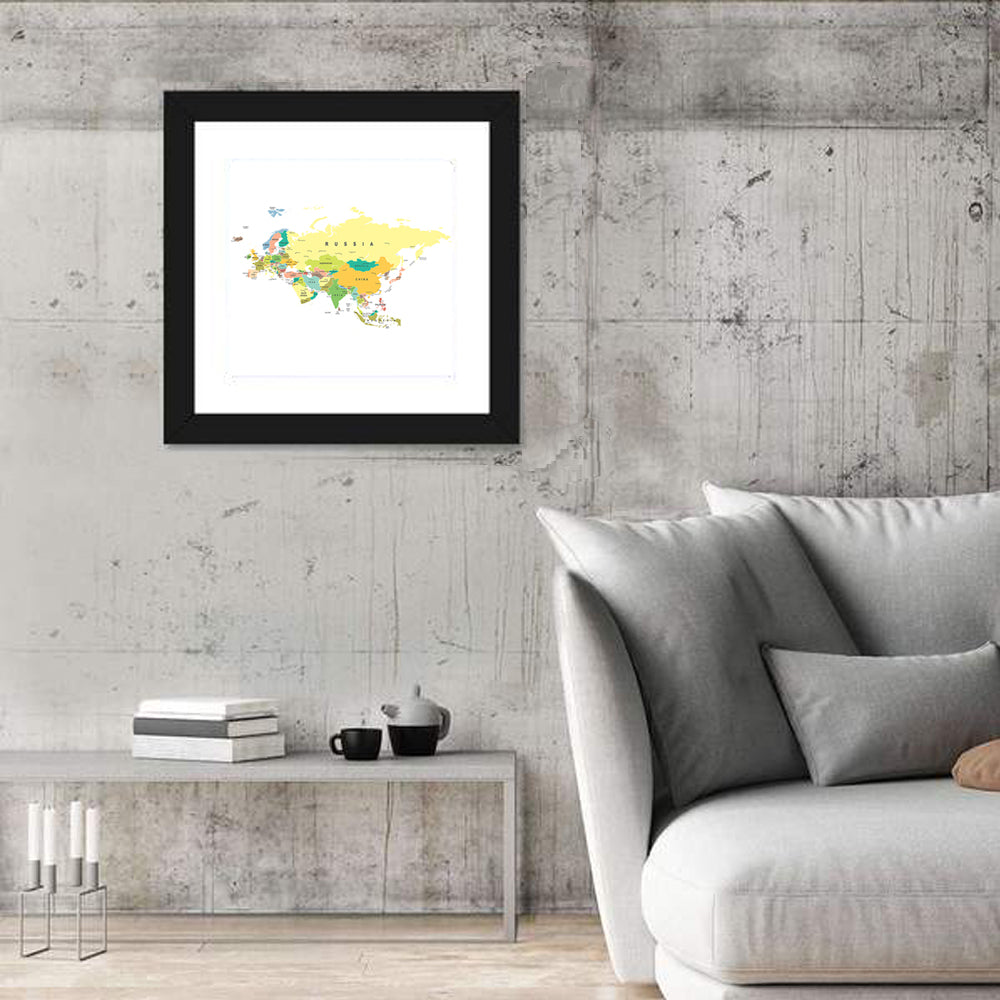 Eurasia Map with Country Labels Wall Art
