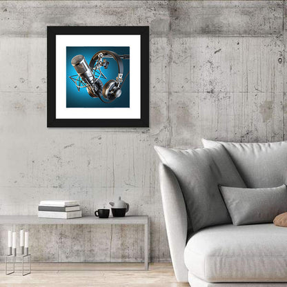 Condenser Microphone and Headphones Wall Art