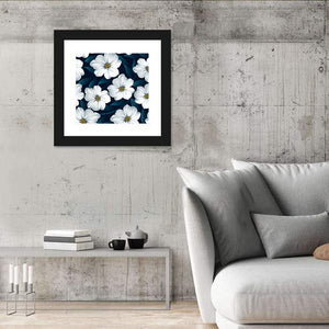 White Floral Pattern Wall Art