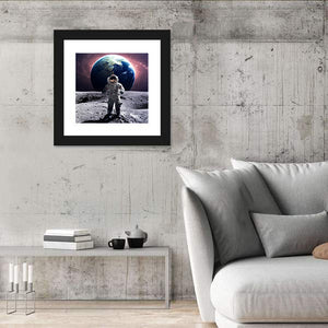 Astronaut At Spacewalk On Moon Wall Art