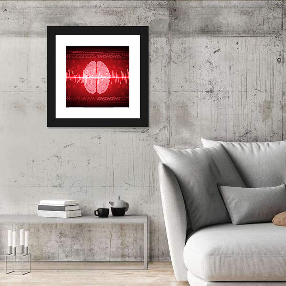 Red Brain Wave Concept Wall Art