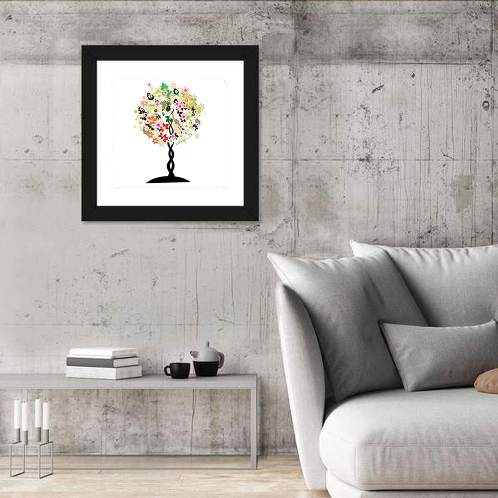 Braided Trunk Floral Tree Illustration Wall Art