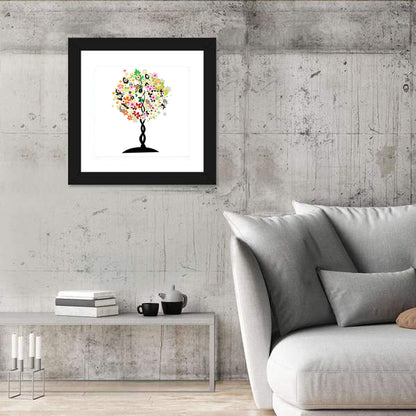 Braided Trunk Floral Tree Illustration Wall Art