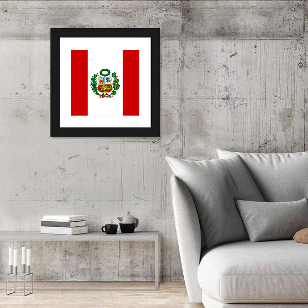 Peruvian Flag with Coat of Arms Wall Art
