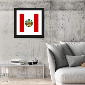 Peruvian Flag With National Emblem Wall Art