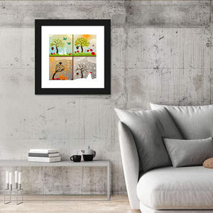 Four Seasons Themed Illustrations Wall Art