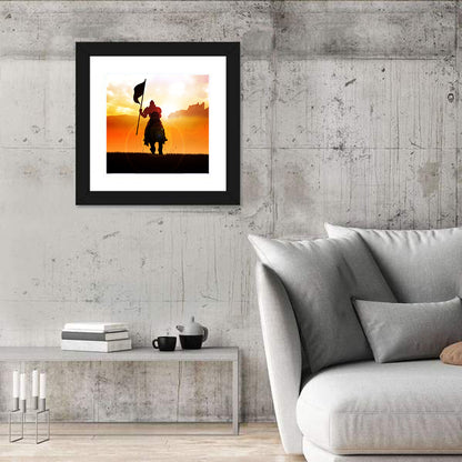 Knight Silhouette at Sunset Wall Art