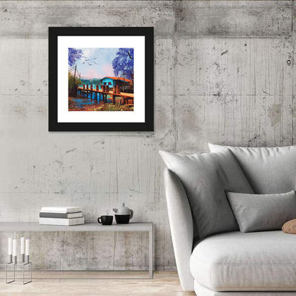 Rustic Fishing Village Pier Wall Art