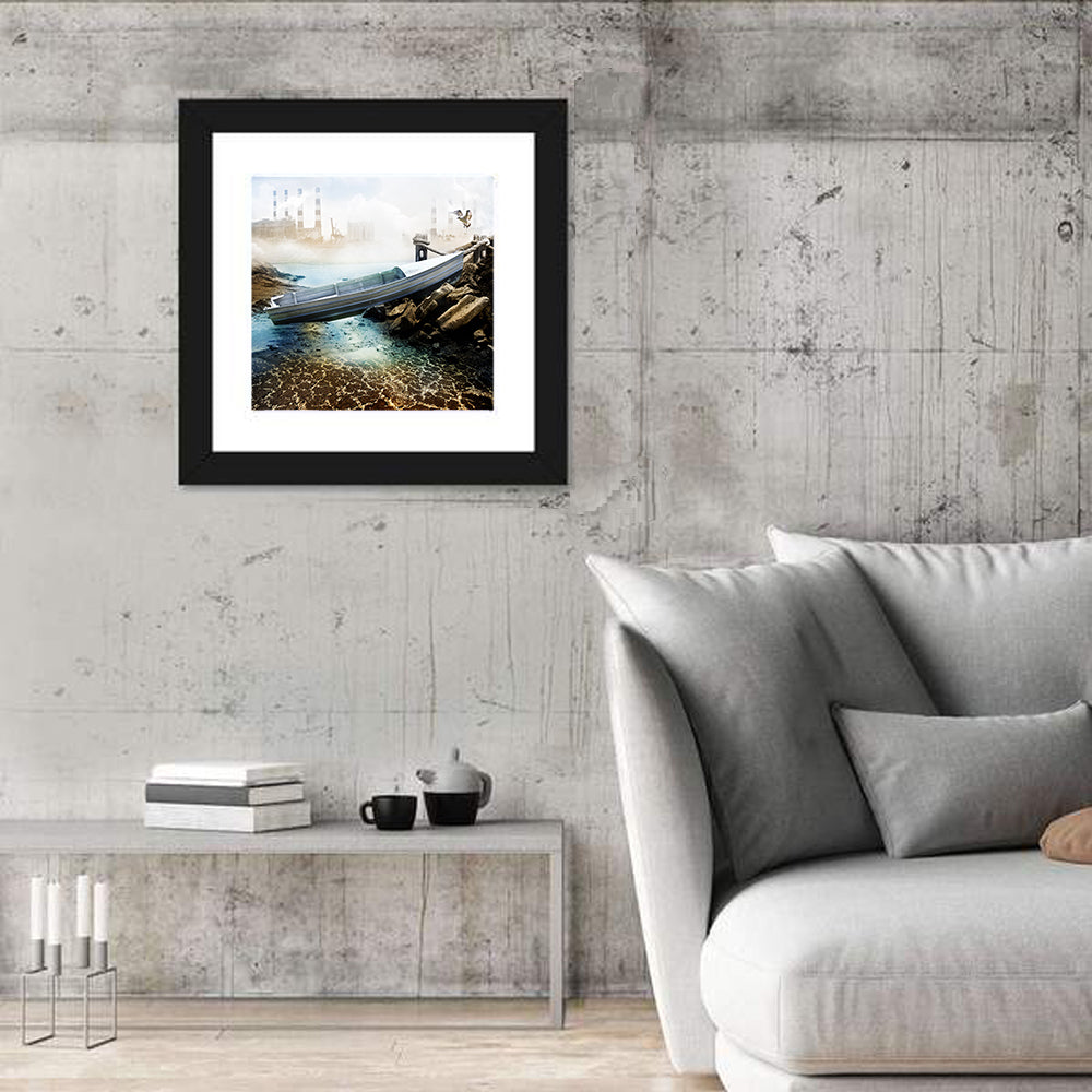 Aluminum Boat on Dry Lake Bed Wall Art