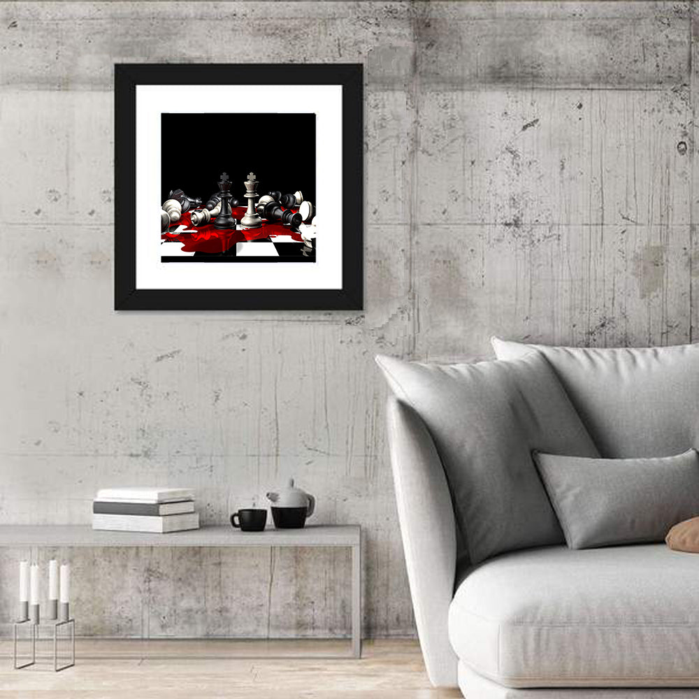 Two Kings on Black Chessboard Wall Art