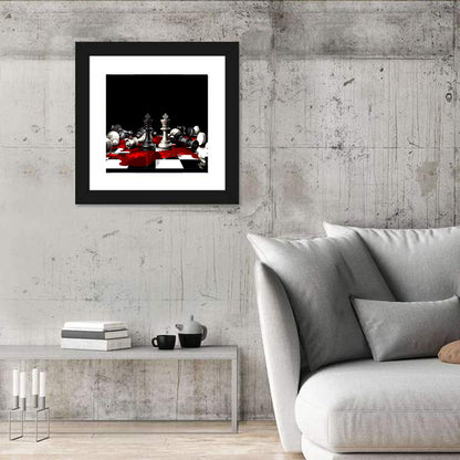 Two Kings on Black Chessboard Wall Art