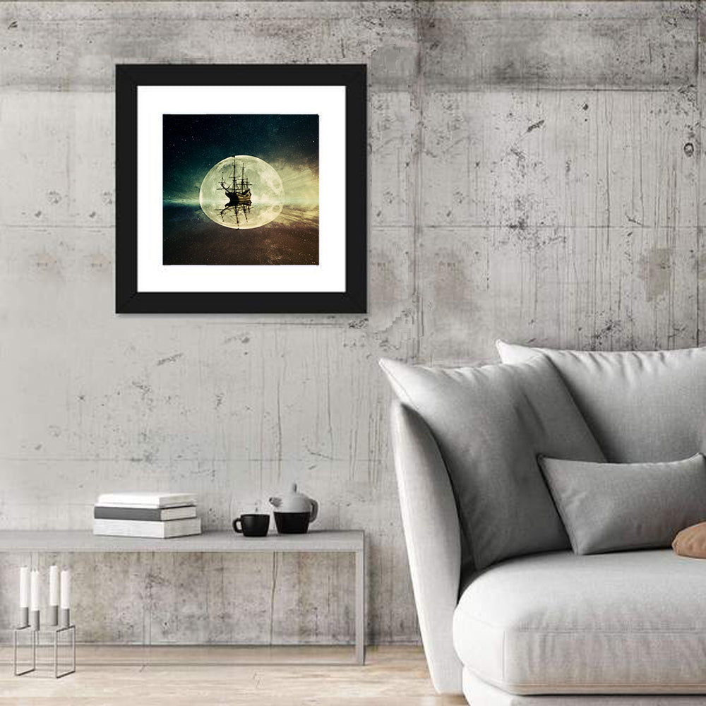 Moonlit Floating Ship Wall Art