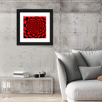 Red and Black Spiral Checkerboard Wall Art