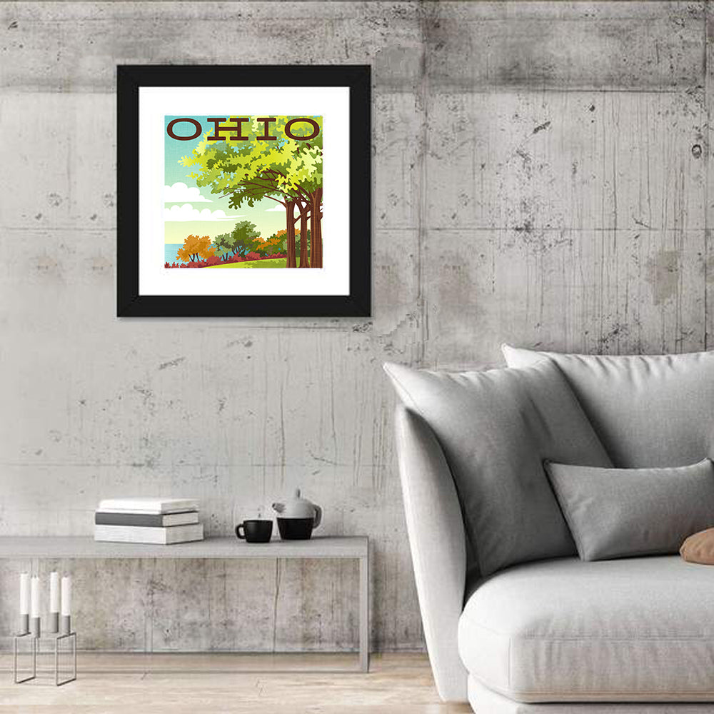 Retro Ohio Travel Illustration Wall Art