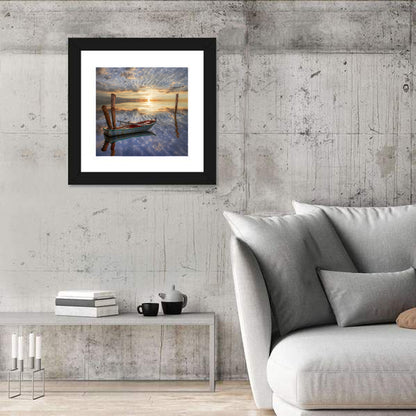 Lonely Boat at Sunset Wall Art