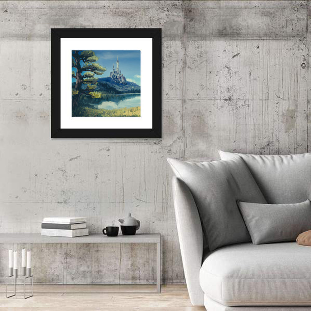 Hilltop Castle Beside a Pine Lake Wall Art