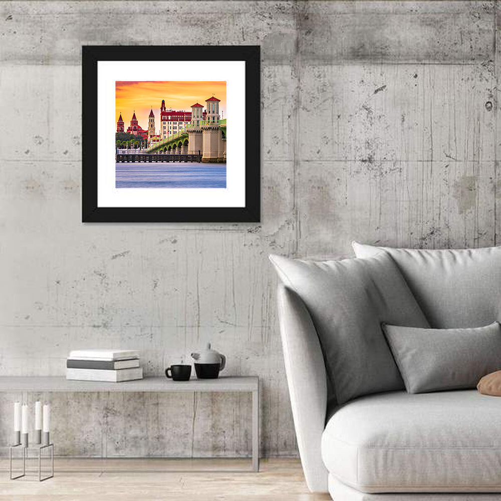 Saint Augustine Bridge of Lions at Dusk Wall Art