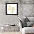 Texas Road Map Illustration Wall Art