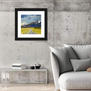 Road & Snowy Mountains In New Zealand Wall Art