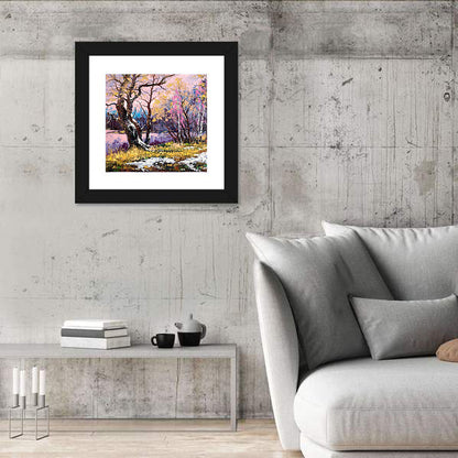 Autumn Lake with Pink Reflection Wall Art