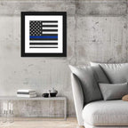 Monochrome American Flag with Blue Stripe Wall Art