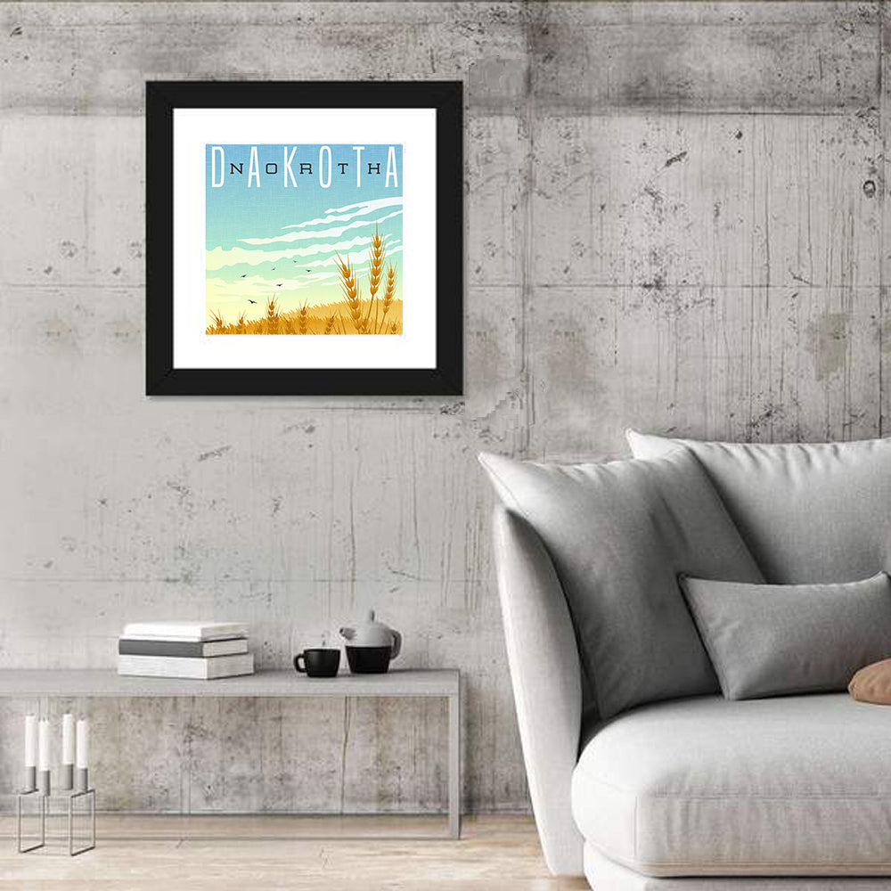 North Dakota Wheat Field Graphic Wall Art in a room, square