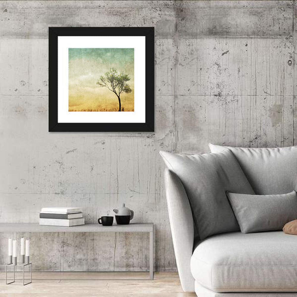 Surreal Tree with Cracked Paint Texture Wall Art