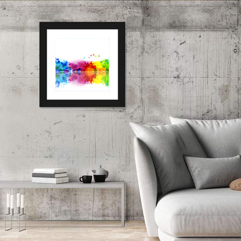 Mirrored Flock of Birds Watercolor Wall Art