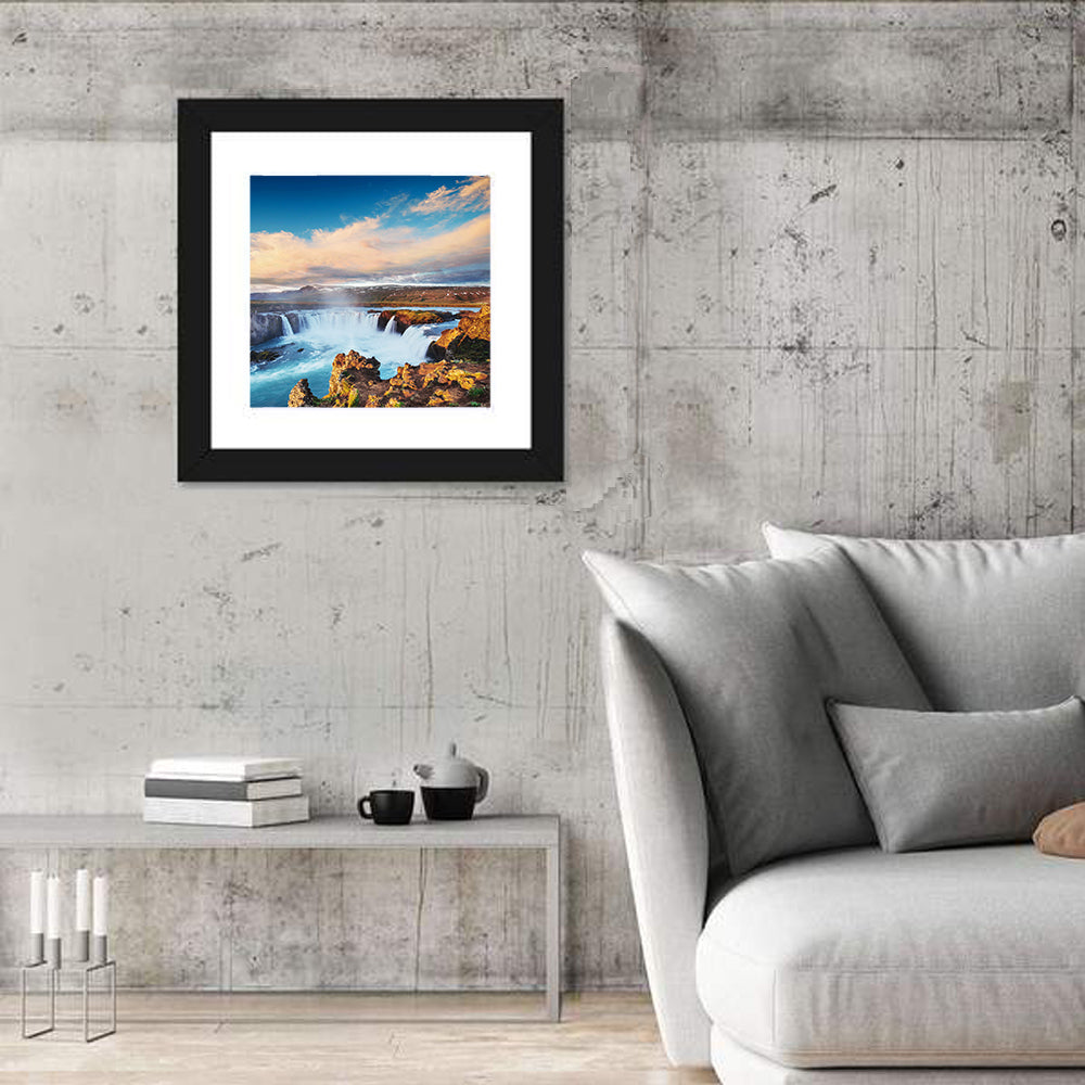 Godafoss Waterfall at Golden Hour Wall Art