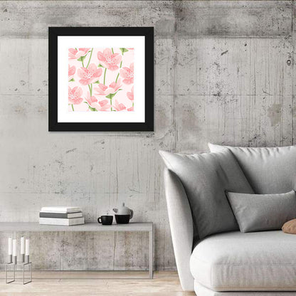 Spring Pink Sakura Magnolia Pattern Wall Art