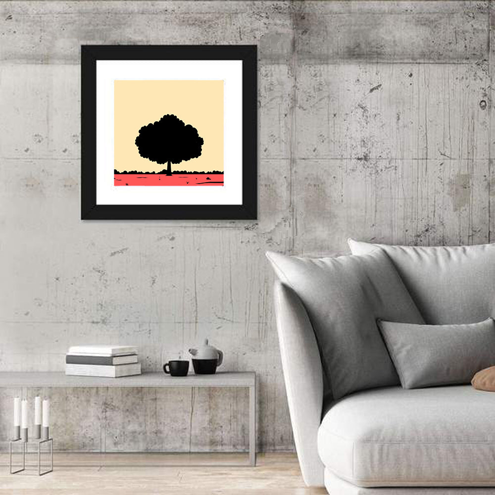 Red Horizon Tree Silhouette Wall Art