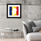 Chad Map with Tricolor Flag Wall Art