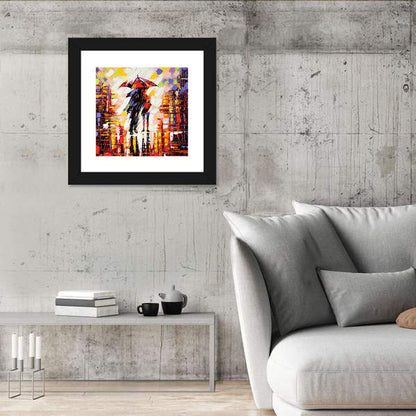 Couple Under Red Umbrella Wall Art