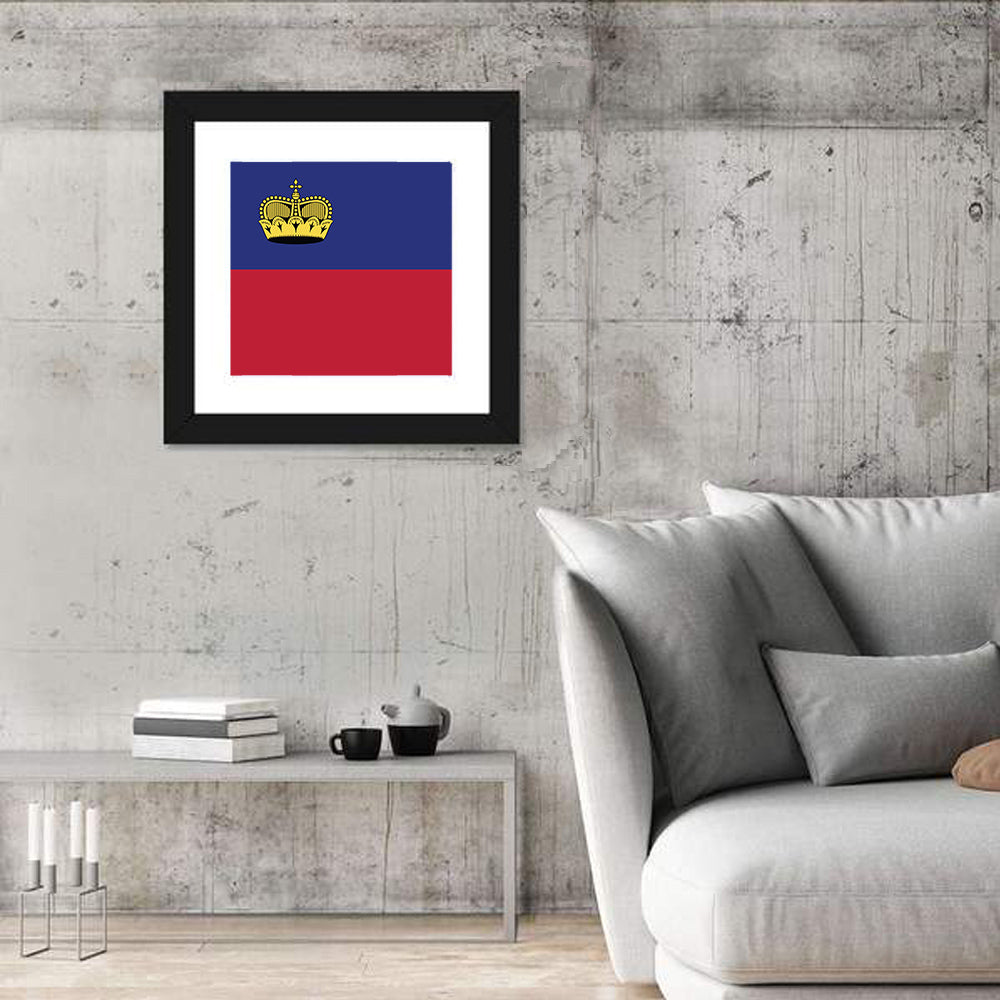 Liechtenstein Flag with Gold Crown Wall Art