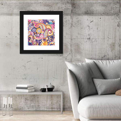 Indian Ornamental Paisley Pattern Wall Art
