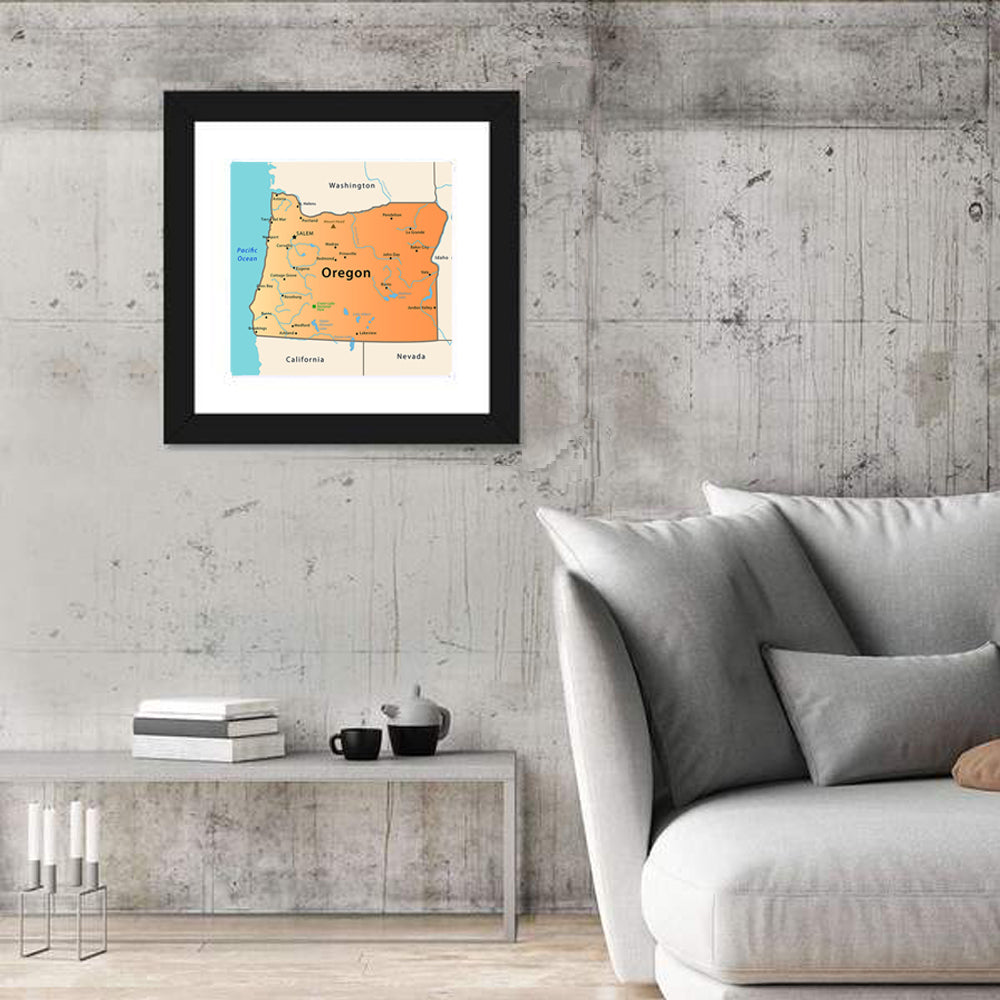 Oregon State Map Wall Art