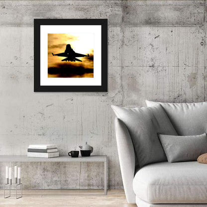 F-16 Landing at Golden Sunset Wall Art