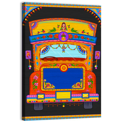 Colorful Indian Truck Illustration Wall Art