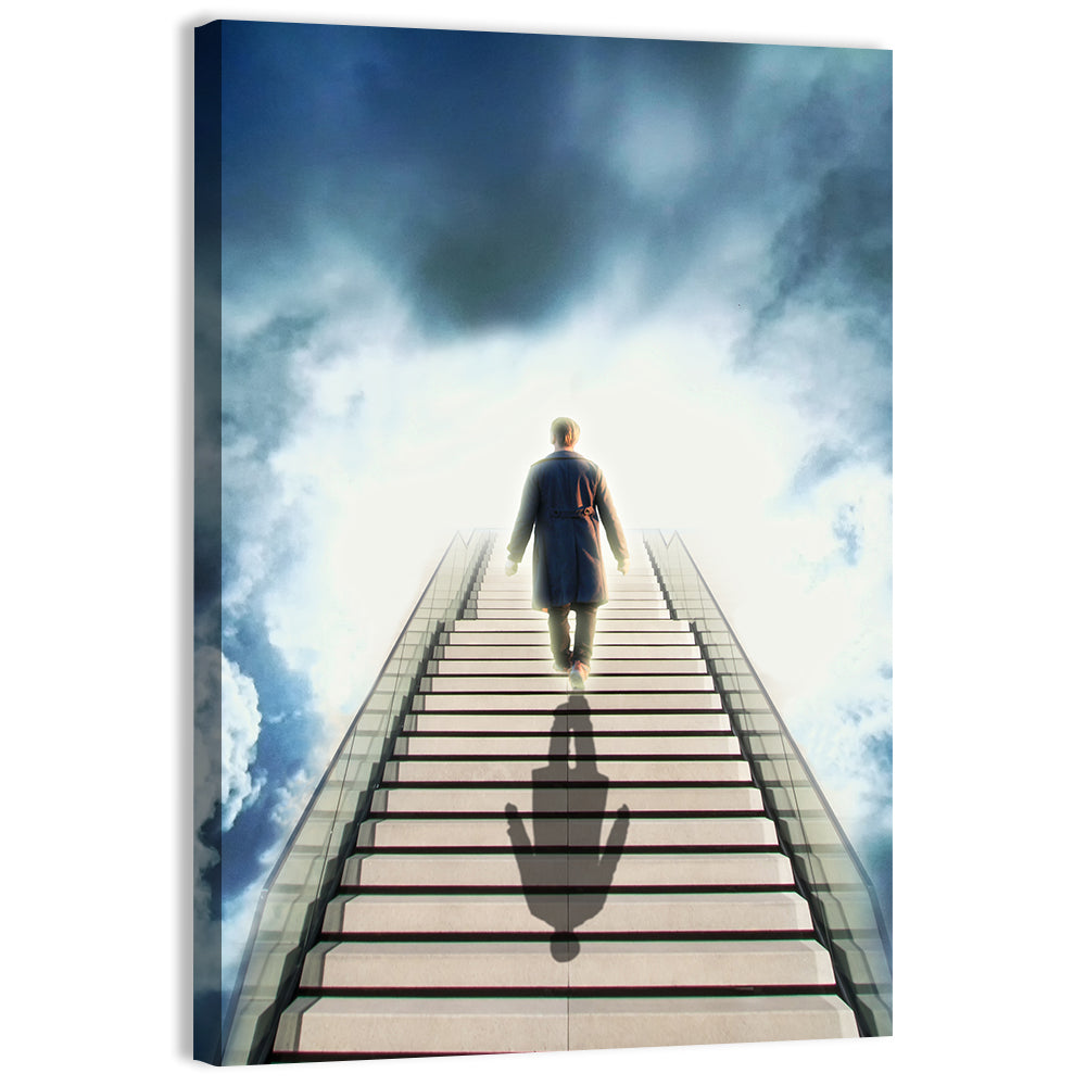 Man Ascending Toward Light Wall Art