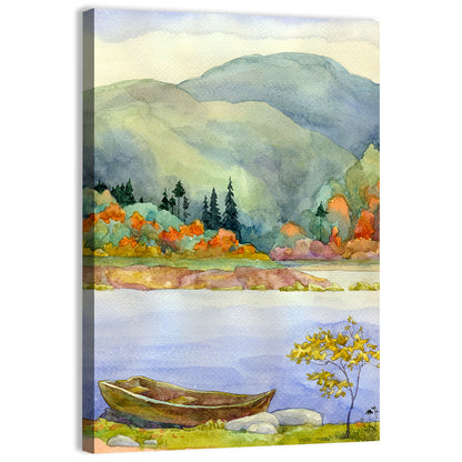 Old Rowboat on Autumn Lake Wall Art