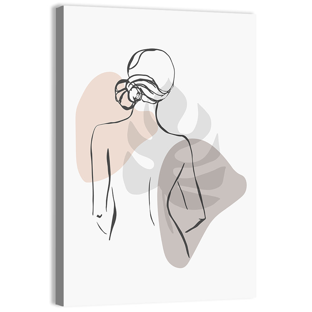Continuous Line Woman with Monstera Leaf Wall Art