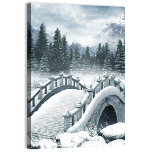 Frozen Lake With Bridge Wall Art