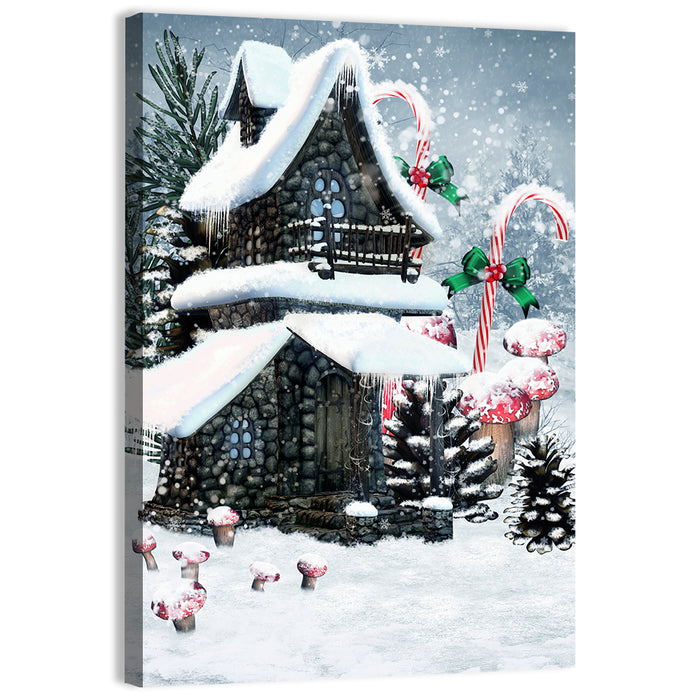 Snowbound Fairy Cottage Wall Art as a canvas print