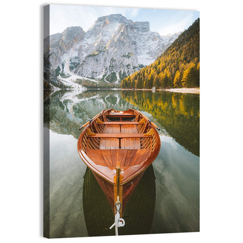 Rowing Boat At Lago di Braies Italy Wall Art