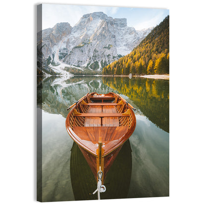 Rowing Boat At Lago di Braies Italy Wall Art
