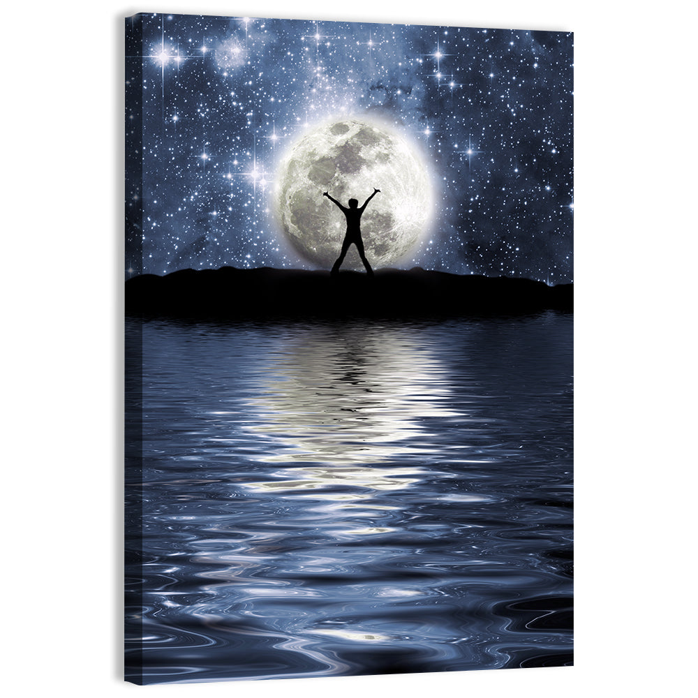 Silhouette Before Full Moon Wall Art