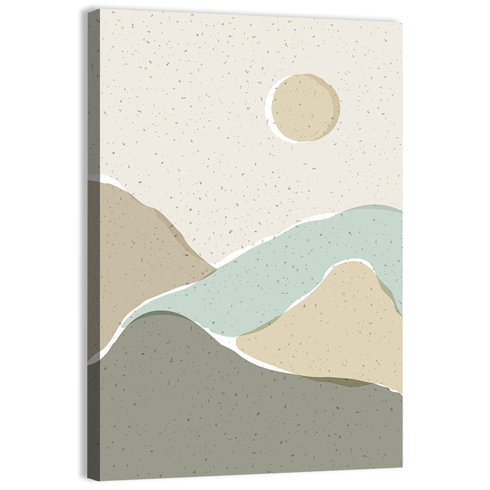 Layered Mountains and Sun Wall Art as a canvas print