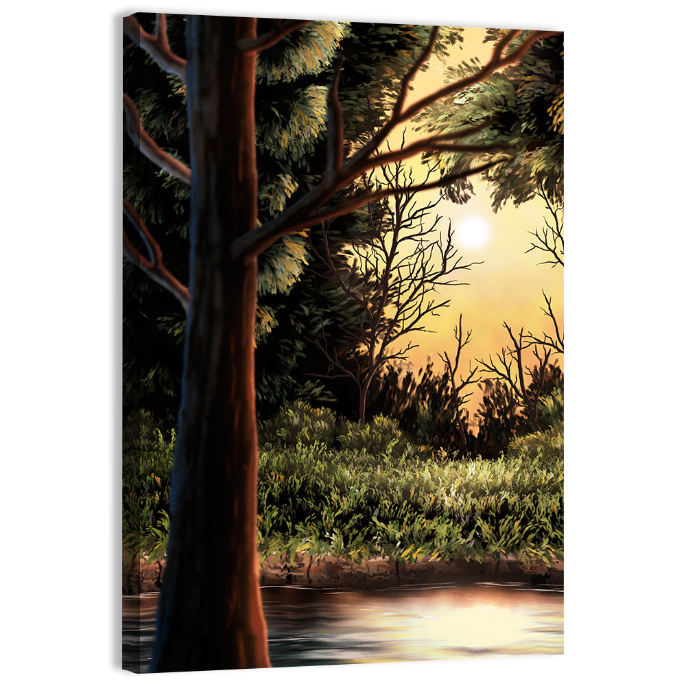 Golden Hour Lake in the Woods Wall Art