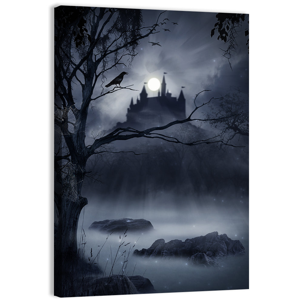 Moonlit Castle Over a Swamp Wall Art